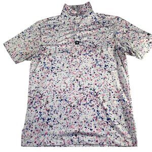 Bad Birdie Golf Polo Shirt Mens Small Paint Splatter Print Performance Stretch